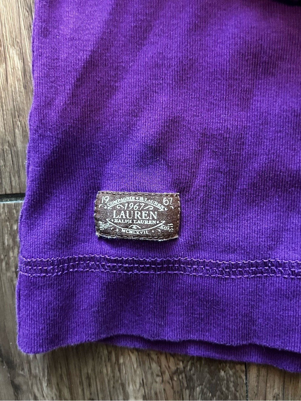 Ralph Lauren Purple Long Sleeve Shoulder Zip Elbow Patch Shirt Size Small - Picture 4 of 8